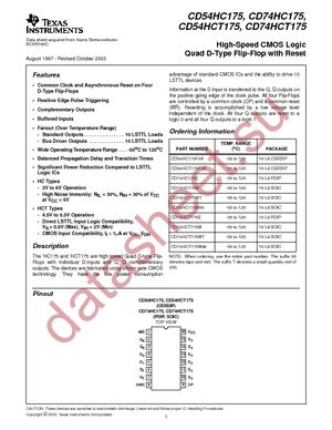 CD74HC175M96 datasheet  